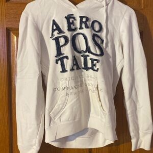 Aeropostale white hoodie with blue bubble lettering